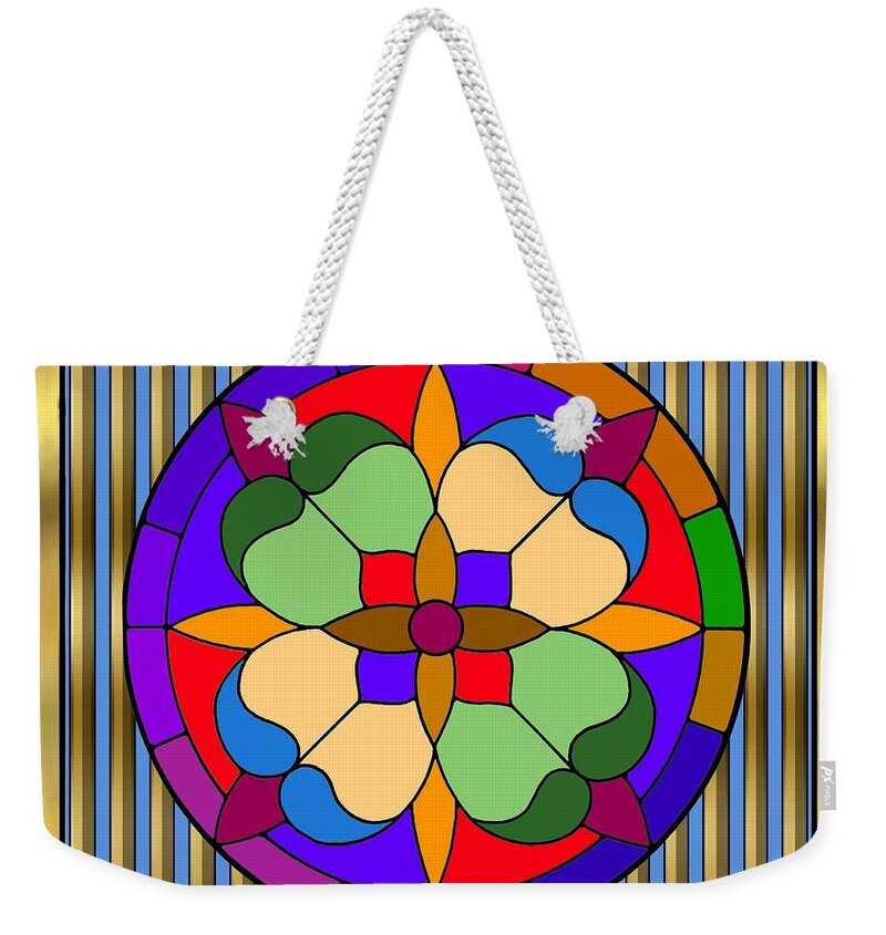 Circle On Bars 4 Weekender Tote Bag featuring the digital art Circle on Bars 4 by Chuck Staley