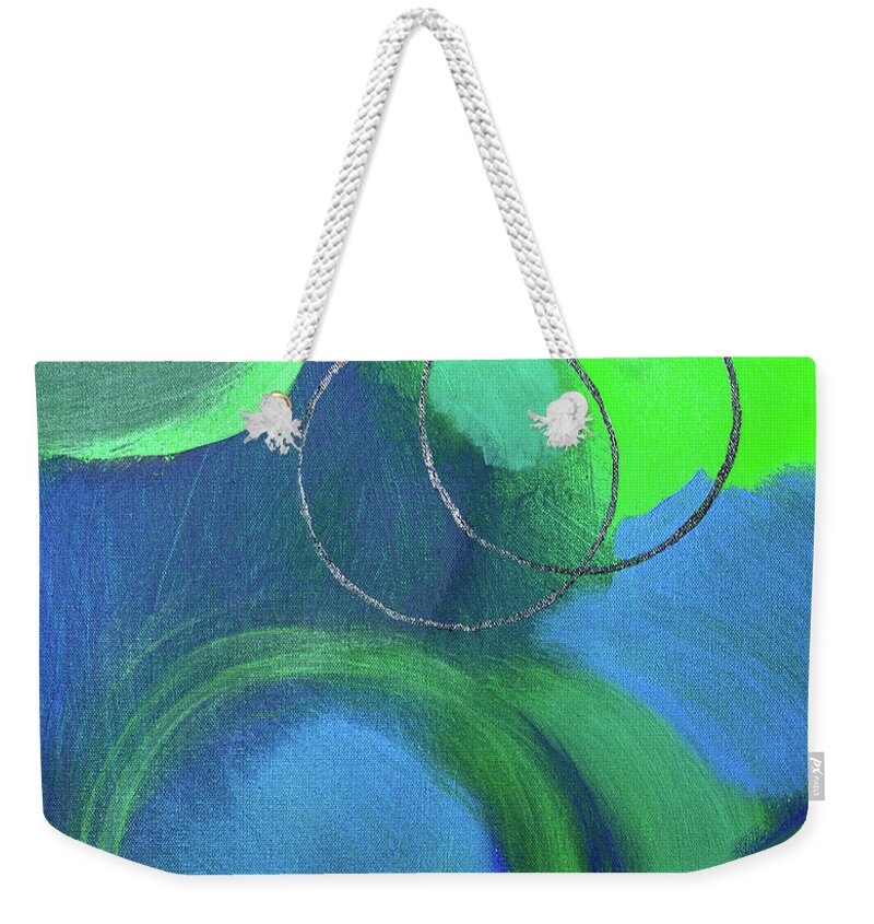 Abstract Weekender Tote Bag featuring the painting Circles of Love by Janice Pariza