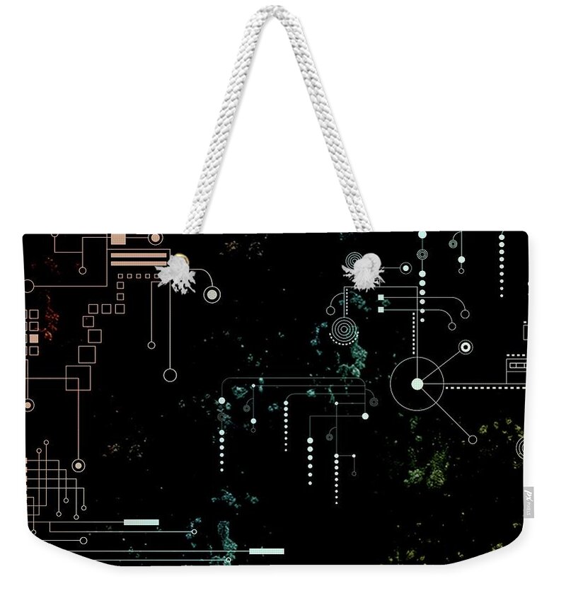 Abstract Weekender Tote Bag featuring the digital art Circuit Board by Carol Crisafi