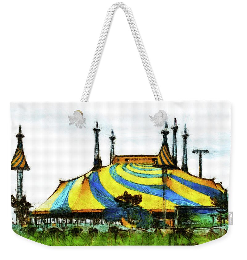 Circus Weekender Tote Bag featuring the mixed media Cirque du Soleil Set Up by Joseph Hollingsworth