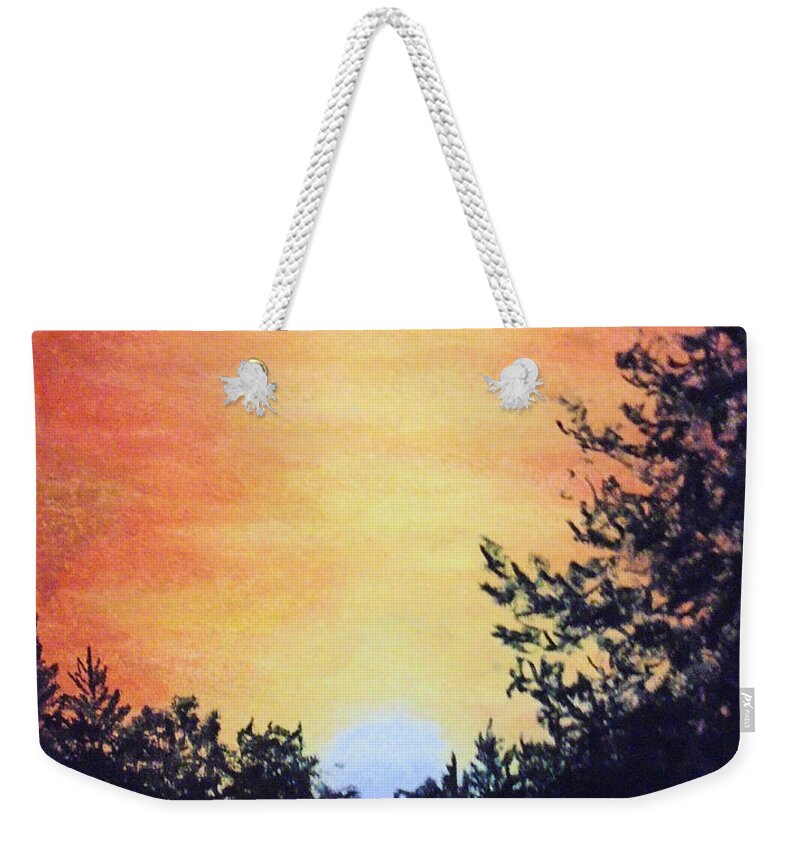 Sunset Painting Weekender Tote Bag featuring the painting Citrin Cleansed by Jen Shearer