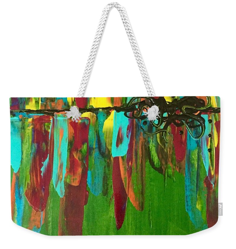 Bright Weekender Tote Bag featuring the painting City dreams by Monica Martin