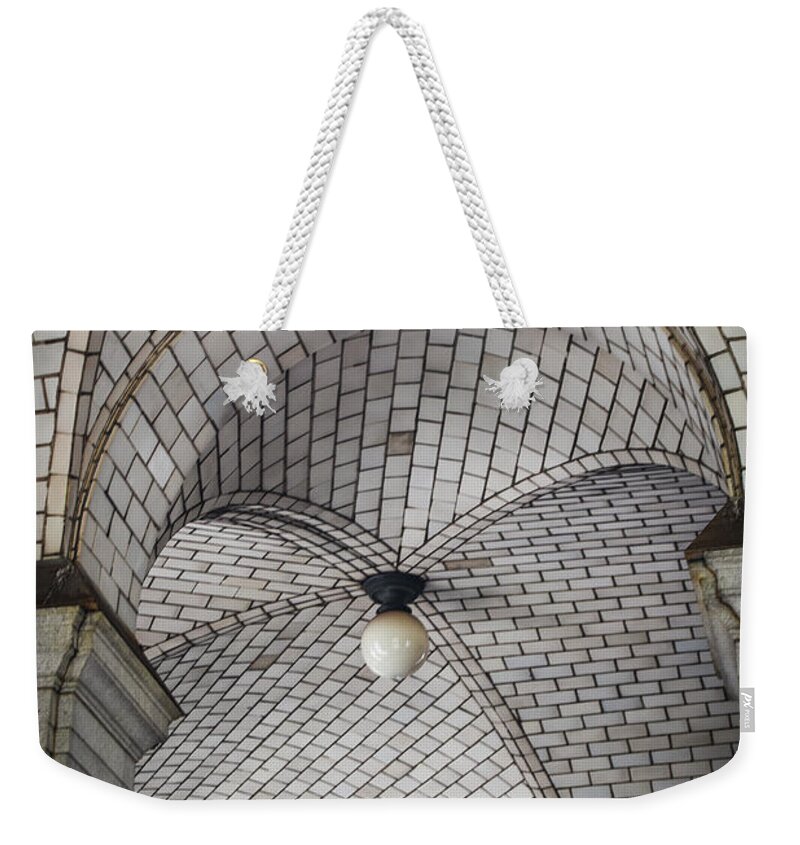 Manhattan Weekender Tote Bag featuring the photograph City Hall Ceilings by Judy Wolinsky