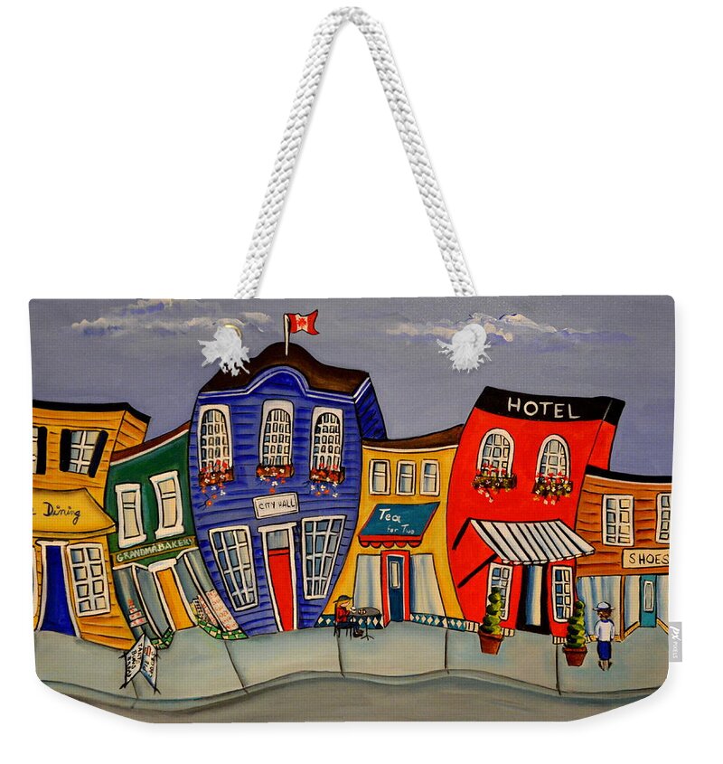 Abstract Weekender Tote Bag featuring the painting City Hall by Heather Lovat-Fraser