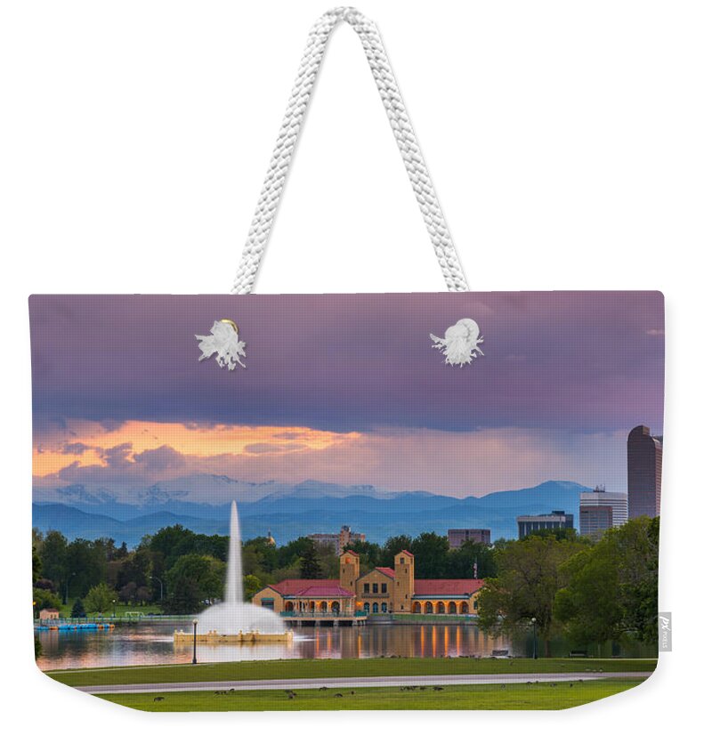 Denver Weekender Tote Bag featuring the photograph City Park Sunset by Darren White