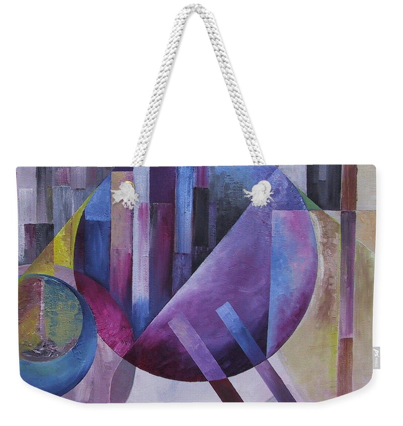 City View Weekender Tote Bag featuring the painting City View 2 by Obi-Tabot Tabe