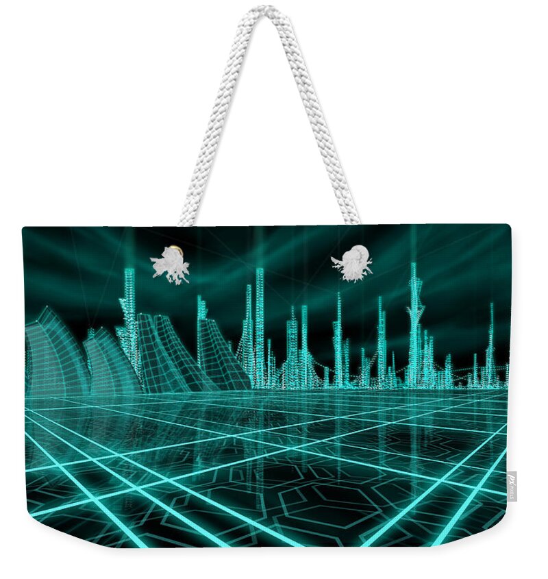 Science Fiction City Weekender Tote Bag featuring the painting Cityscape 2010 Alpha by James Hill
