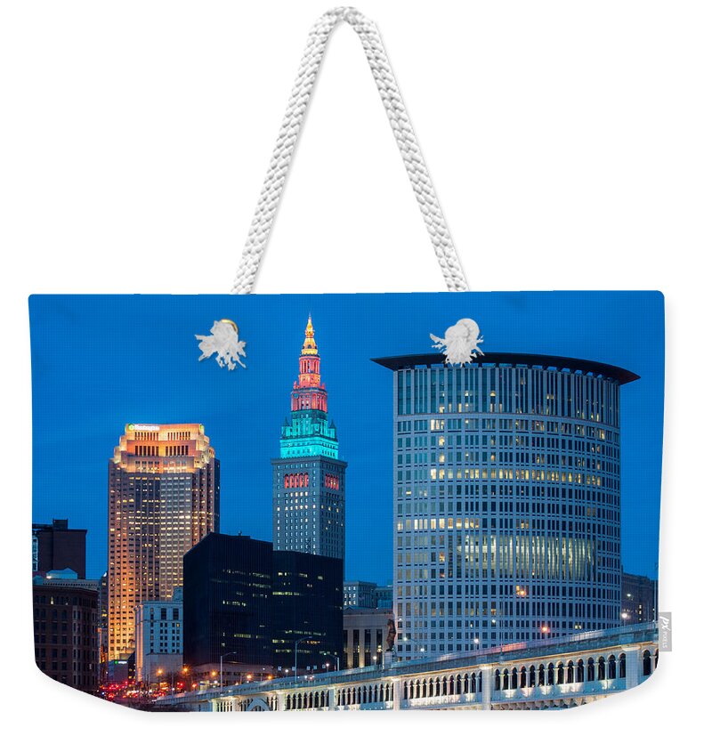Cleveland Weekender Tote Bag featuring the photograph Cityscape by Stewart Helberg