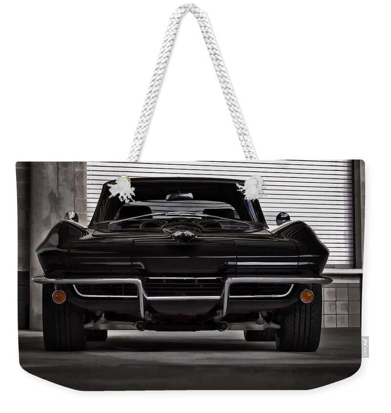 Corvette Weekender Tote Bag featuring the digital art Classic Black by Douglas Pittman