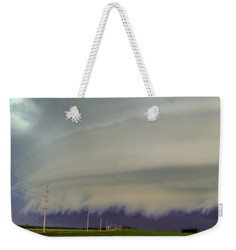 Nebraskasc Weekender Tote Bag featuring the photograph Classic Nebraska Shelf Cloud 019 by NebraskaSC