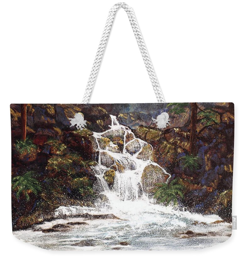 Waterfall Weekender Tote Bag featuring the painting Clearwater Falls by Diane Schuster