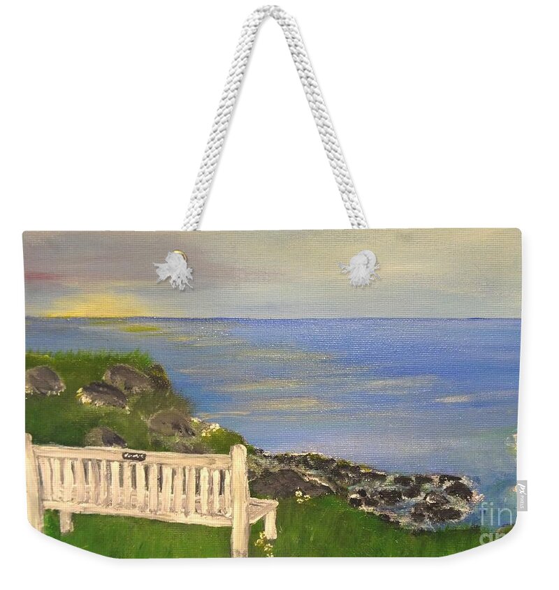 Seaside Weekender Tote Bag featuring the painting Cliff View by Karen Jane Jones