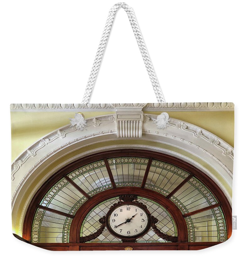 Clock Weekender Tote Bag featuring the photograph Clock in Florence Italy by Dave Mills