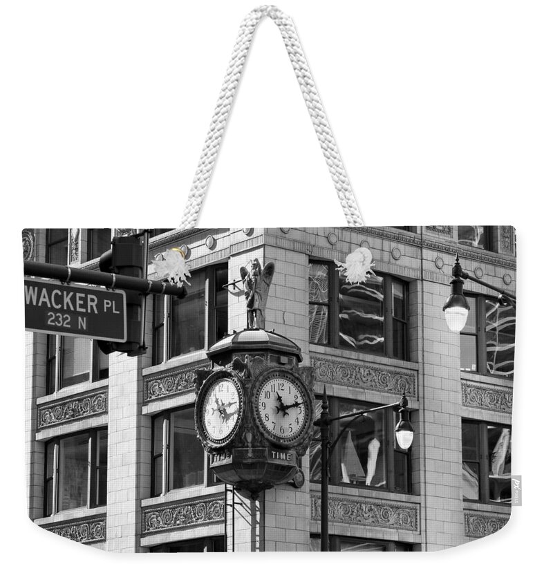 Clock Weekender Tote Bag featuring the photograph Clock on Jewelers Building - Chicago by Jackson Pearson