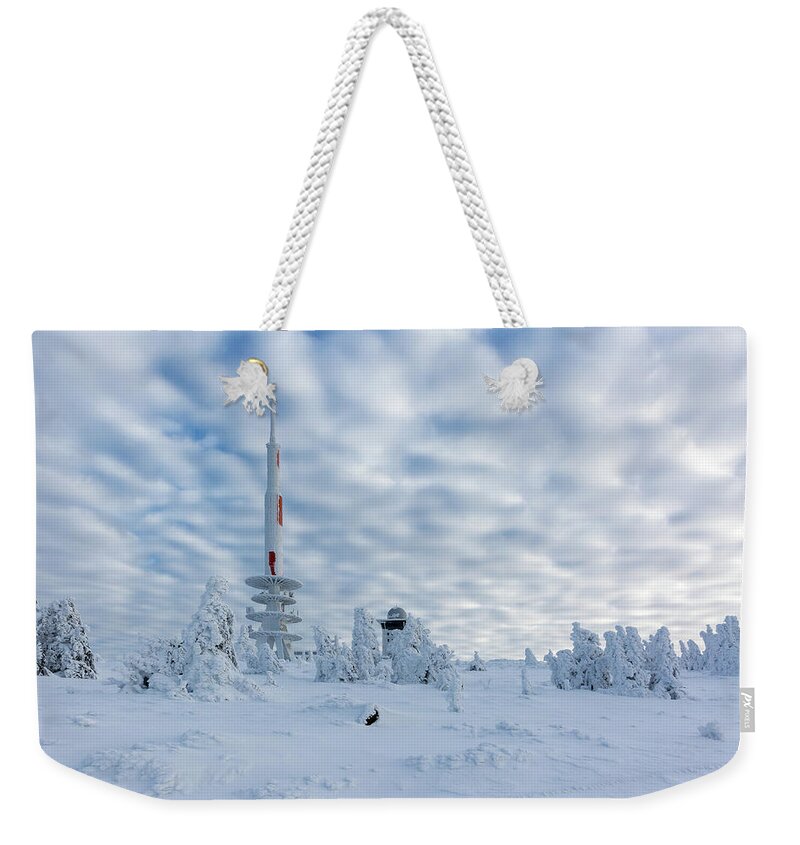 Nature Weekender Tote Bag featuring the photograph Closer to the sky - Brocken peak in winter by Andreas Levi