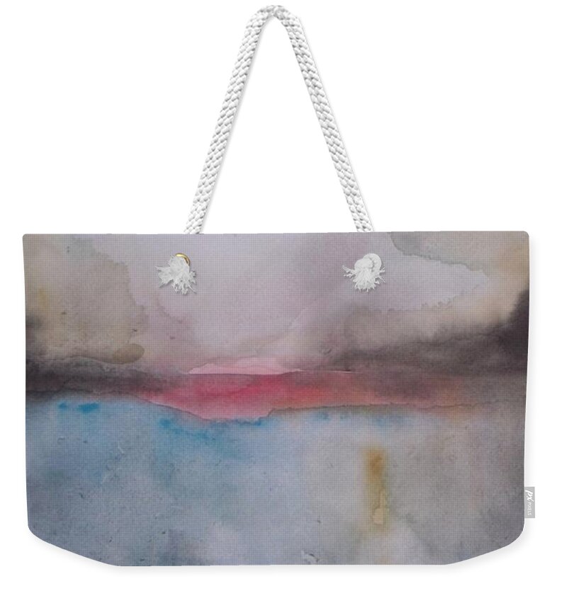 Abstract Weekender Tote Bag featuring the painting Cloud Over the Lake by Vesna Antic