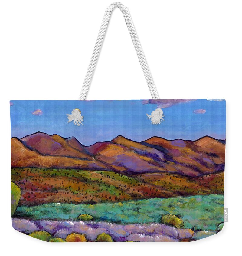 Southwest Landscape Weekender Tote Bag featuring the painting Cloud Cover by Johnathan Harris