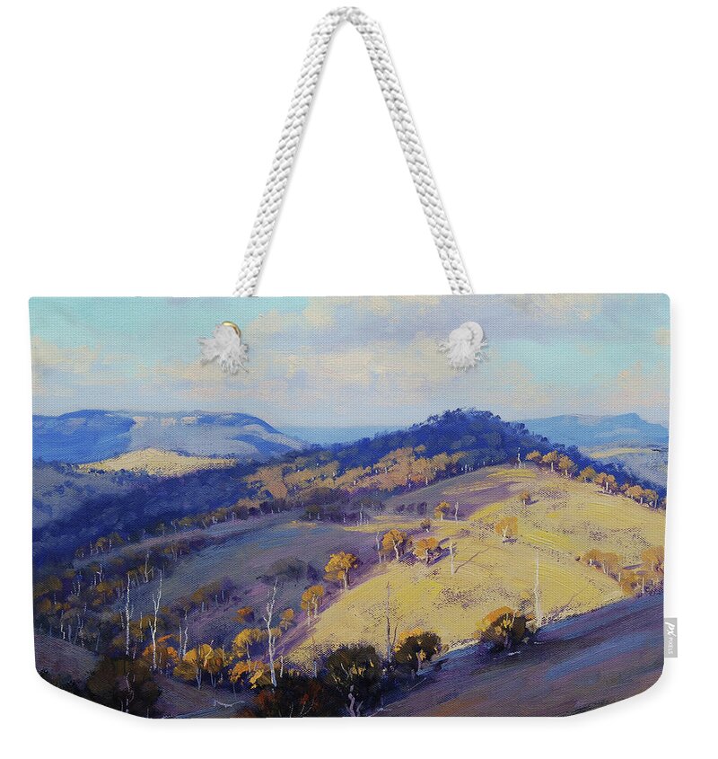 Nature Weekender Tote Bag featuring the painting Cloud Shadows by Graham Gercken
