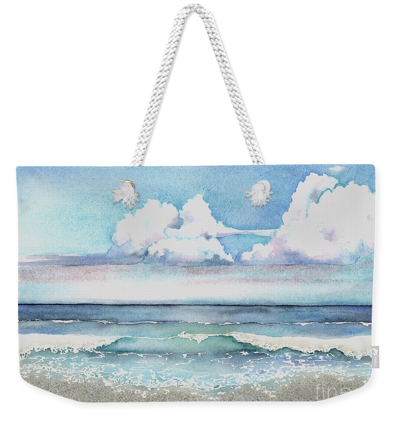 Clouds Weekender Tote Bag featuring the painting Cloudburst by Hilda Wagner