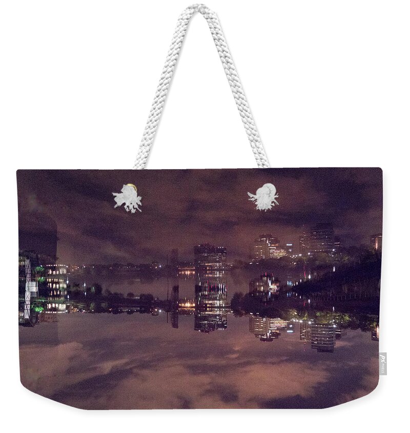 Newark New Jersey Weekender Tote Bag featuring the photograph Clouds in the Passaic - Newark NJ by Leon deVose