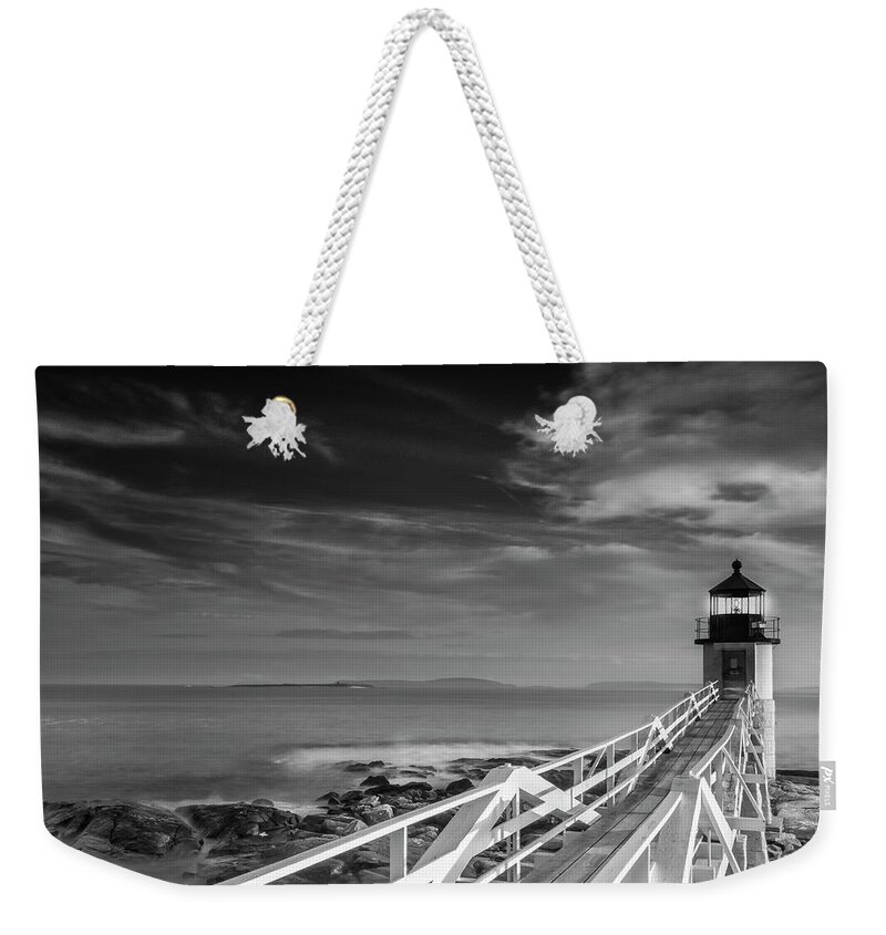 Maine Weekender Tote Bag featuring the photograph Clouds over Marshall Point Lighthouse in Maine by Ranjay Mitra