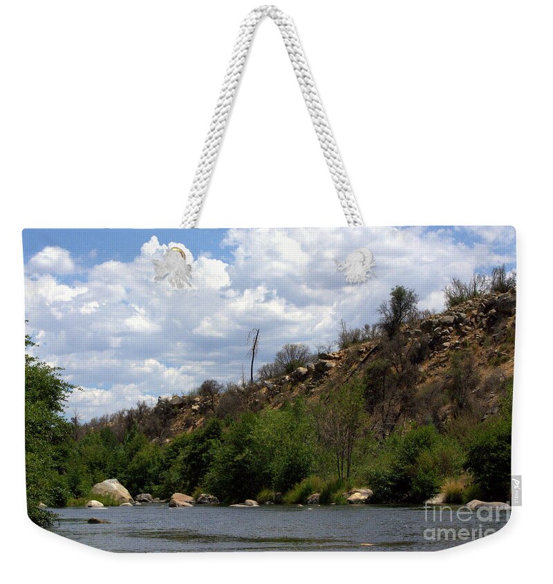 Canyon Weekender Tote Bag featuring the photograph Clouds Over The Kern by Leah McPhail