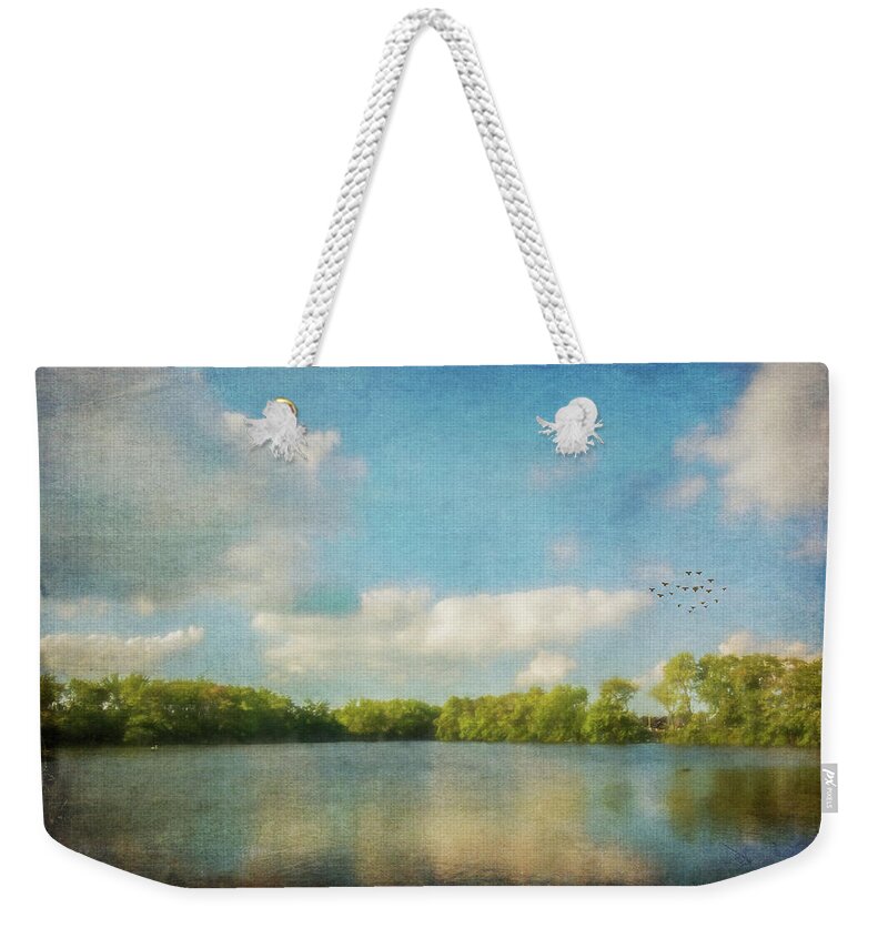 Clouds Weekender Tote Bag featuring the photograph Clouds Over The Lake by Cathy Kovarik