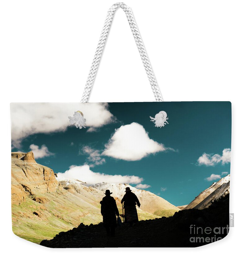 Tibet Weekender Tote Bag featuring the photograph Clouds way Kailas kora Himalayas Tibet Yantra.lv by Raimond Klavins