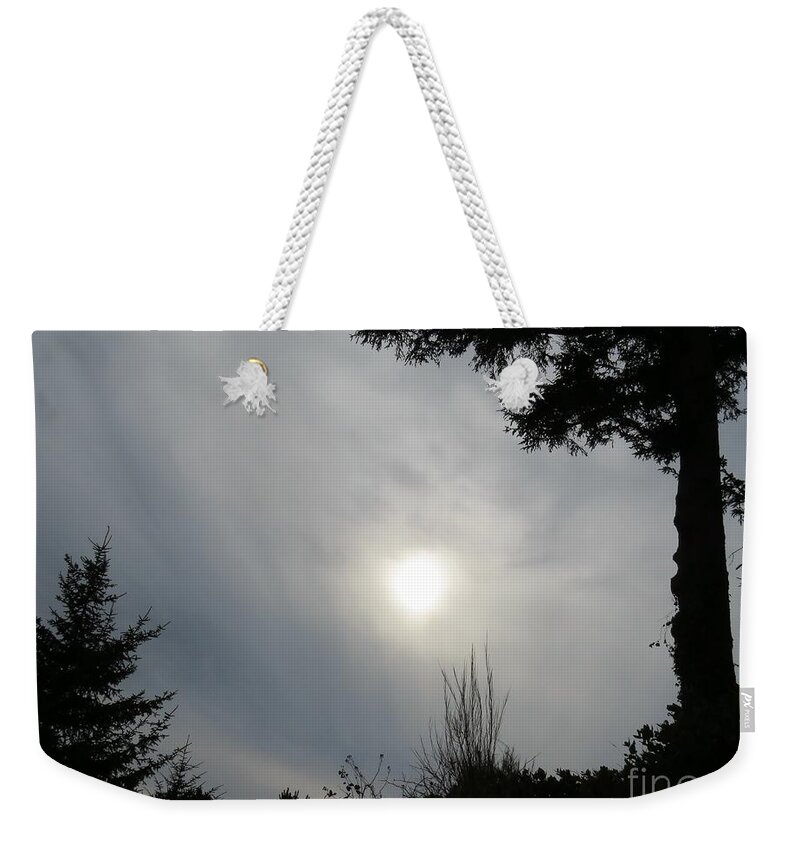 Cloudy Day Weekender Tote Bag featuring the photograph Cloudy Sun by Michele Penner