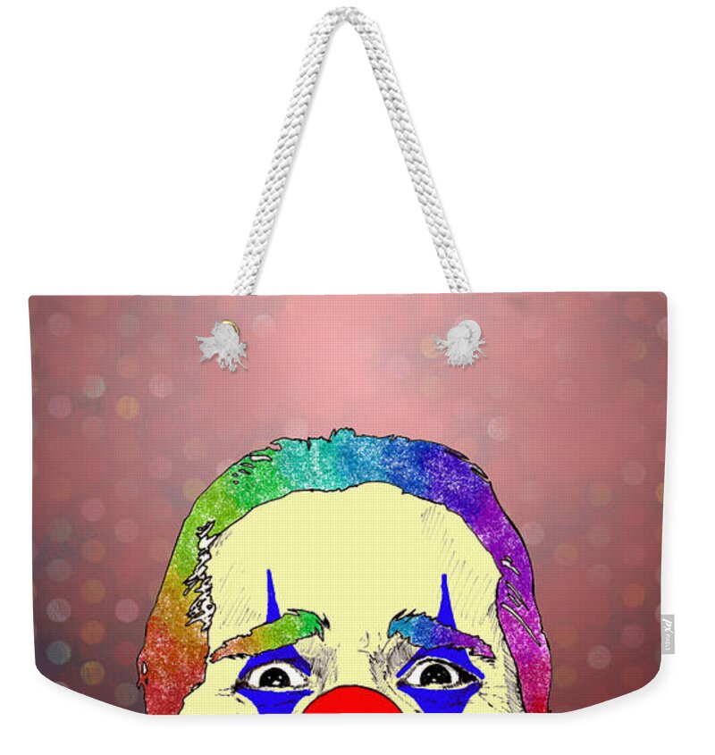 American Weekender Tote Bag featuring the digital art clown Christian Bale by Jason Tricktop Matthews