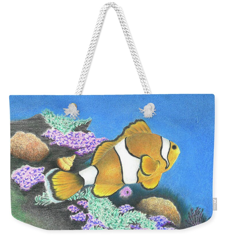 Fish Weekender Tote Bag featuring the drawing Clownfish by Troy Levesque