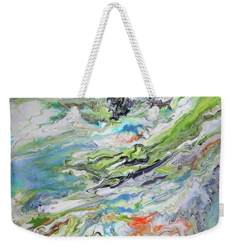 Abstract Weekender Tote Bag featuring the painting Coastal Impressions by Madeleine Arnett