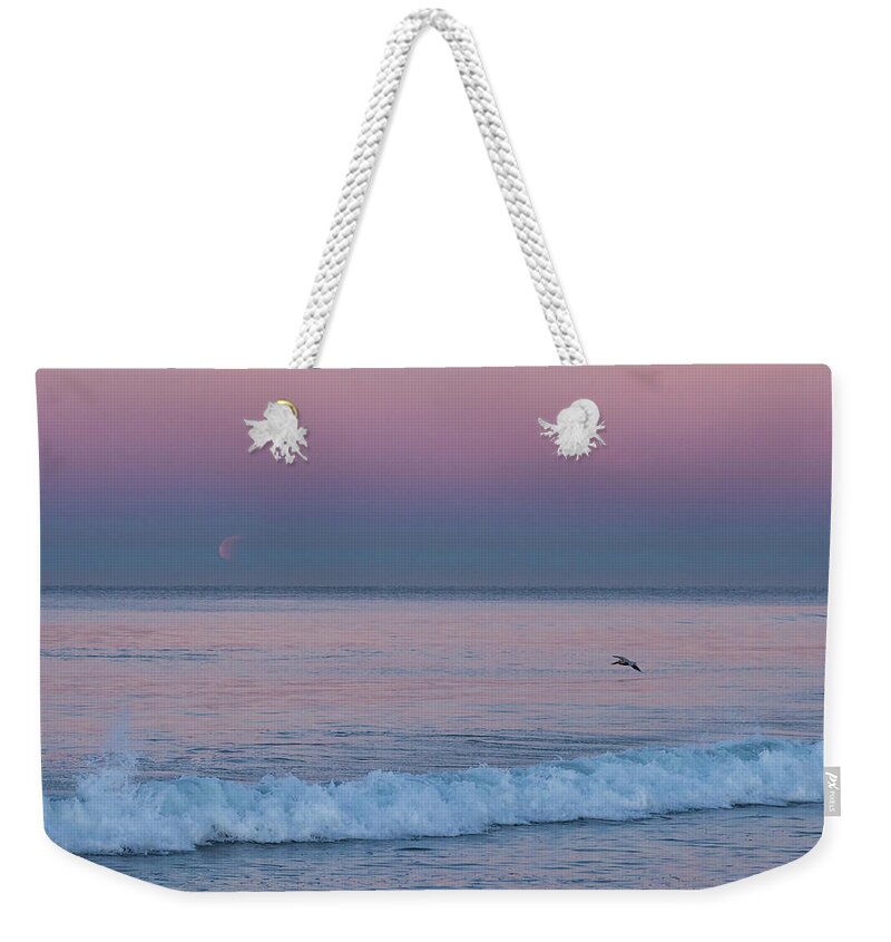 Moon Weekender Tote Bag featuring the photograph Coastal Moonset by Jody Partin
