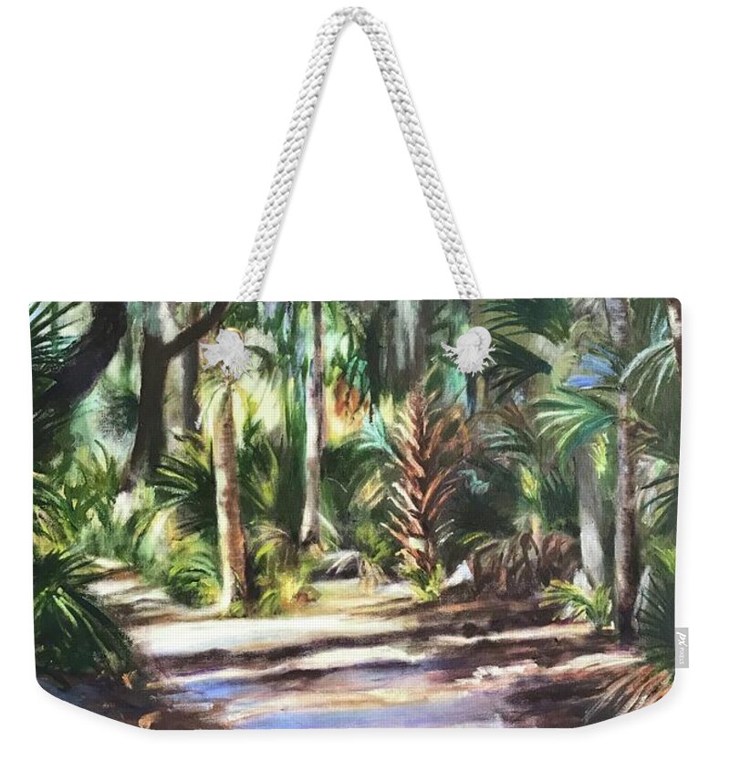 Marsh Weekender Tote Bag featuring the painting Coastal Path by Gloria Smith