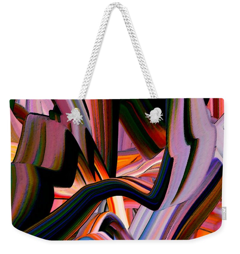 Original Modern Art Abstract Contemporary Vivid Colors Weekender Tote Bag featuring the digital art Coaster Ride by Phillip Mossbarger