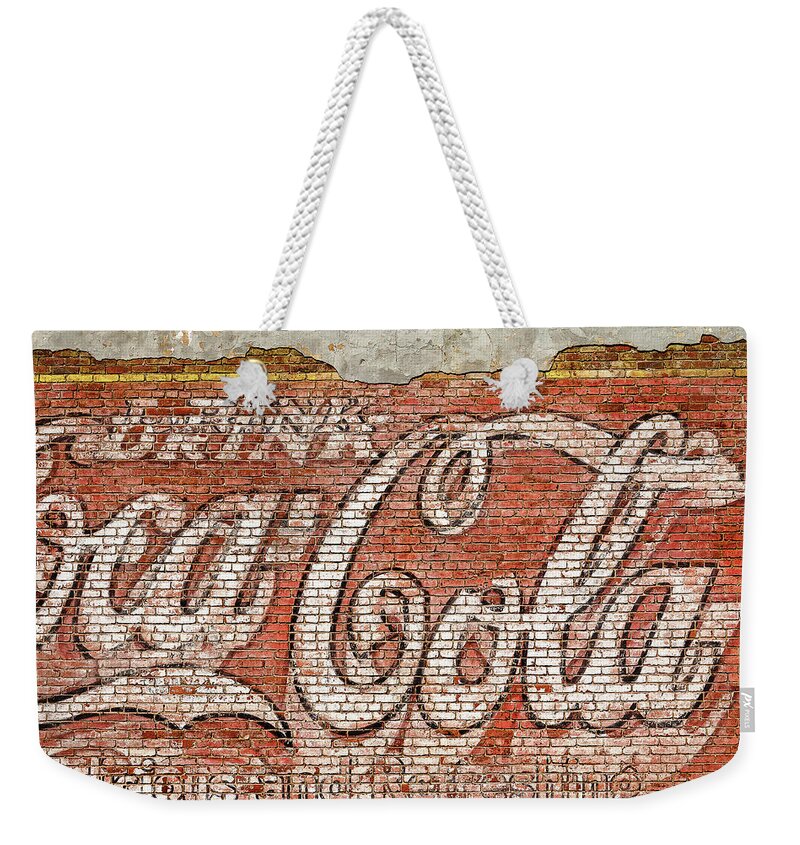 Steven Bateson Weekender Tote Bag featuring the photograph Coca Cola Vintage Mural by Steven Bateson