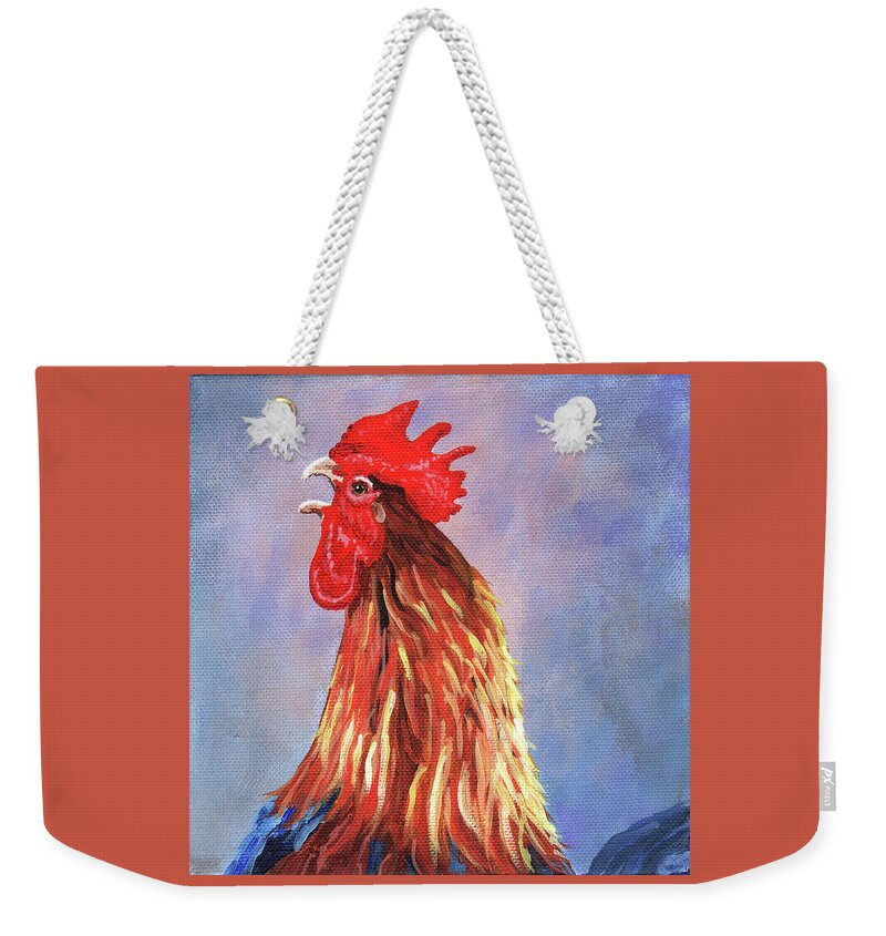 Timithy Weekender Tote Bag featuring the painting Cock-a-doodle-doo by Timithy L Gordon