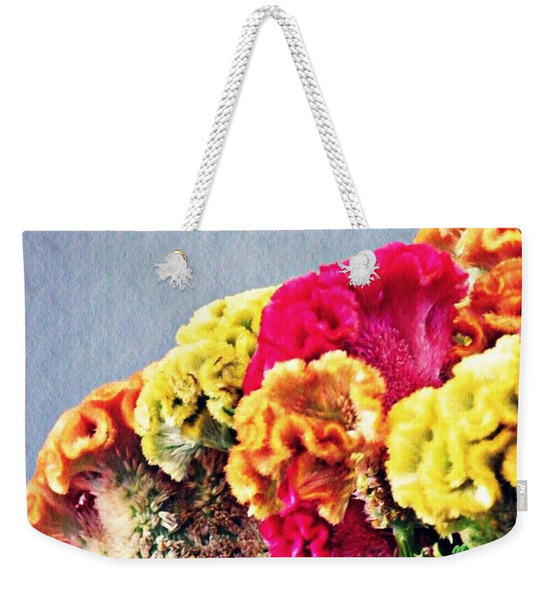 Cockscomb Weekender Tote Bag featuring the photograph Cockscomb Bouquet 2 by Sarah Loft