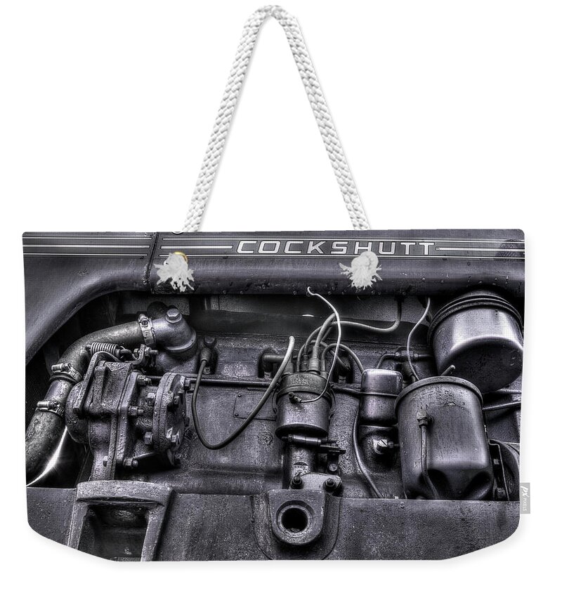 Vintage Tractor Weekender Tote Bag featuring the photograph Cockshutt Engine by Mike Eingle