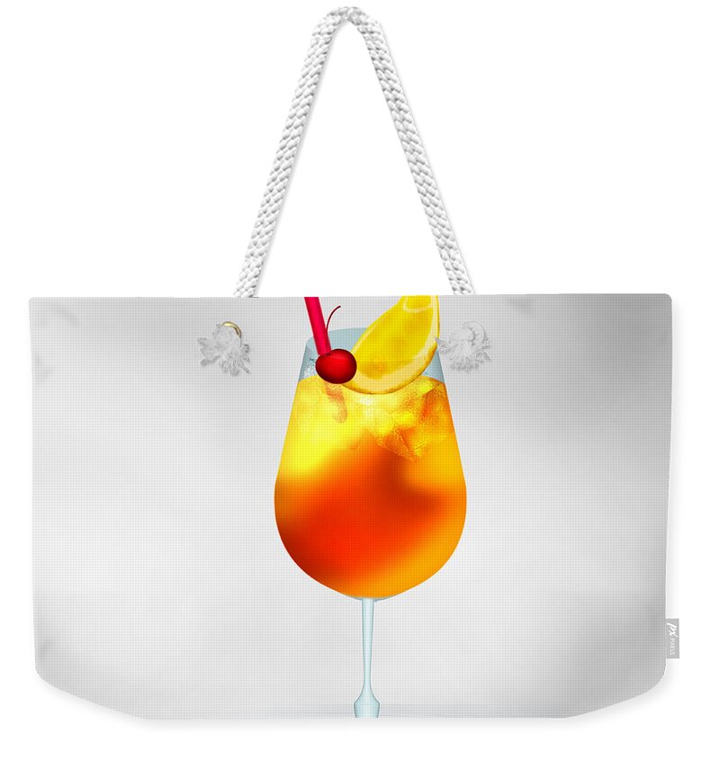 Cocktail Weekender Tote Bag featuring the digital art Cocktail Lime Cherry by Gina Koch