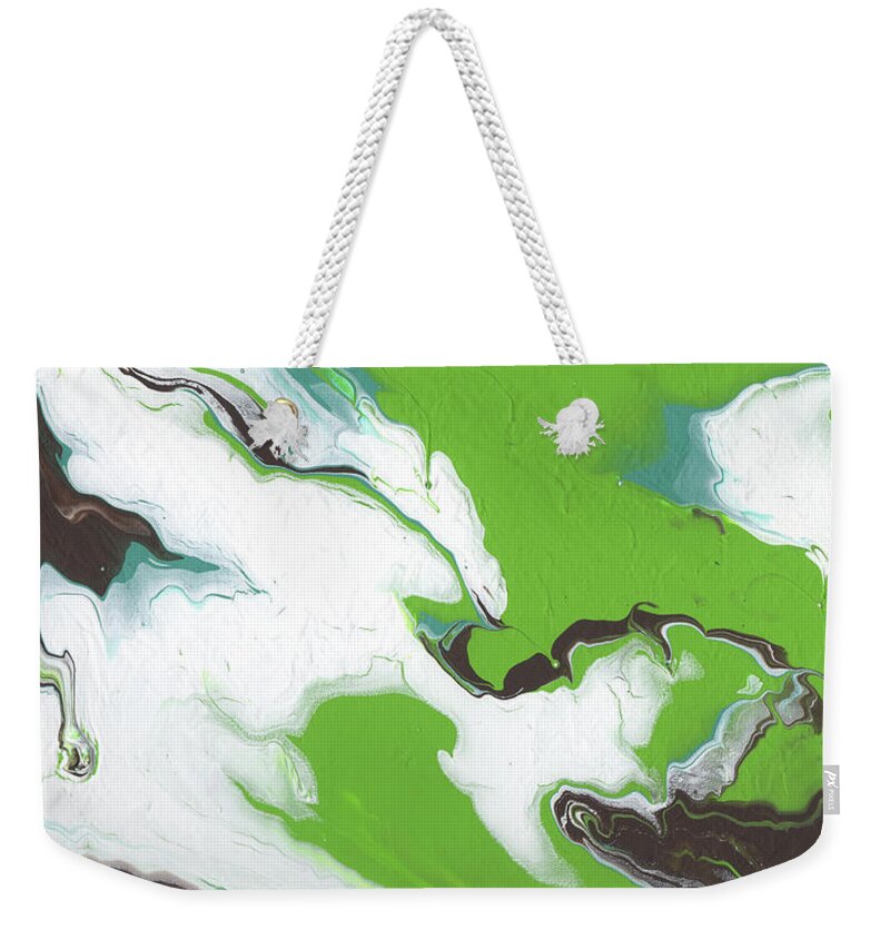 Green Weekender Tote Bag featuring the mixed media Coffee Bean 1- Abstract Art by Linda Woods by Linda Woods