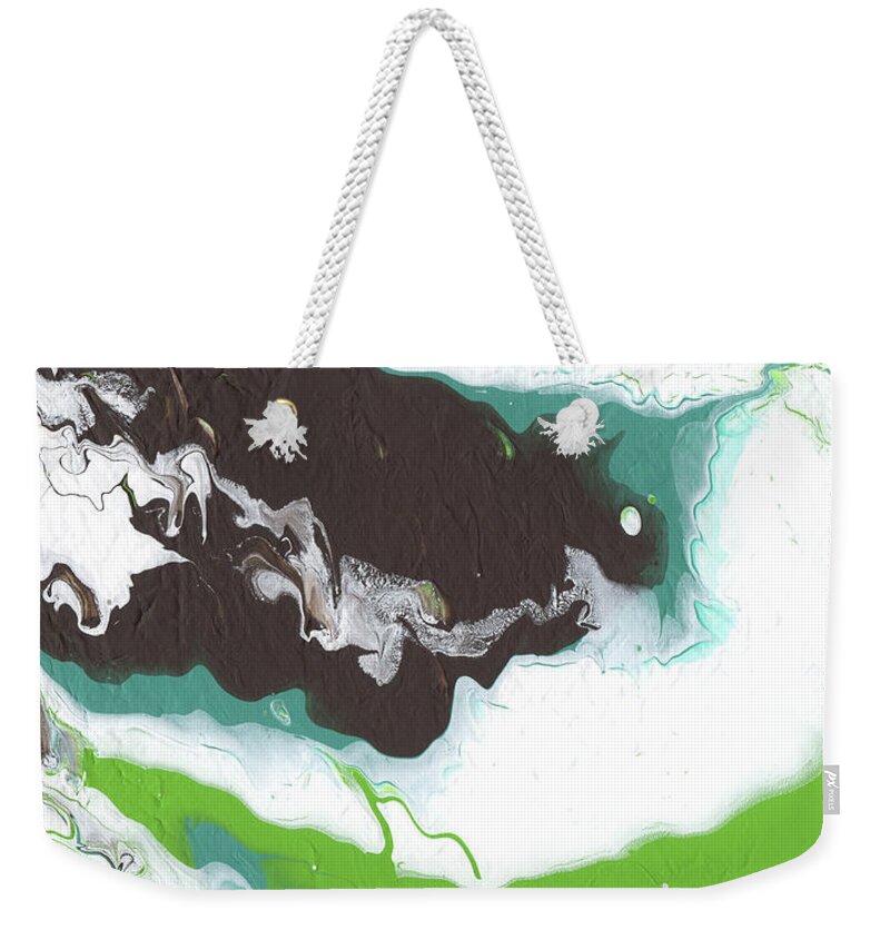 Green Weekender Tote Bag featuring the mixed media Coffee Bean 2- Abstract Art by Linda Woods by Linda Woods