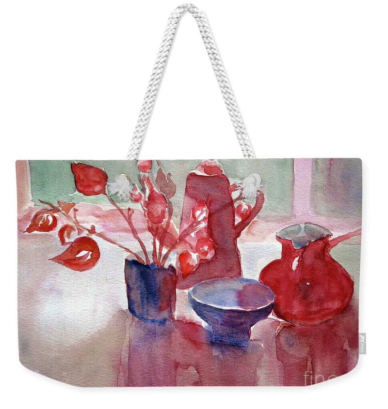 Coffee Time Weekender Tote Bag featuring the painting Coffee Time by Jasna Dragun