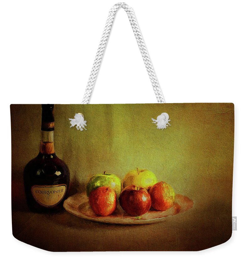 Courvoisier Weekender Tote Bag featuring the photograph Cognac and Fruits by Reynaldo Williams