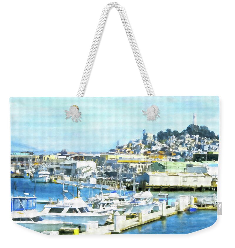 San Francisco Weekender Tote Bag featuring the digital art Coit Tower by Michael Cleere