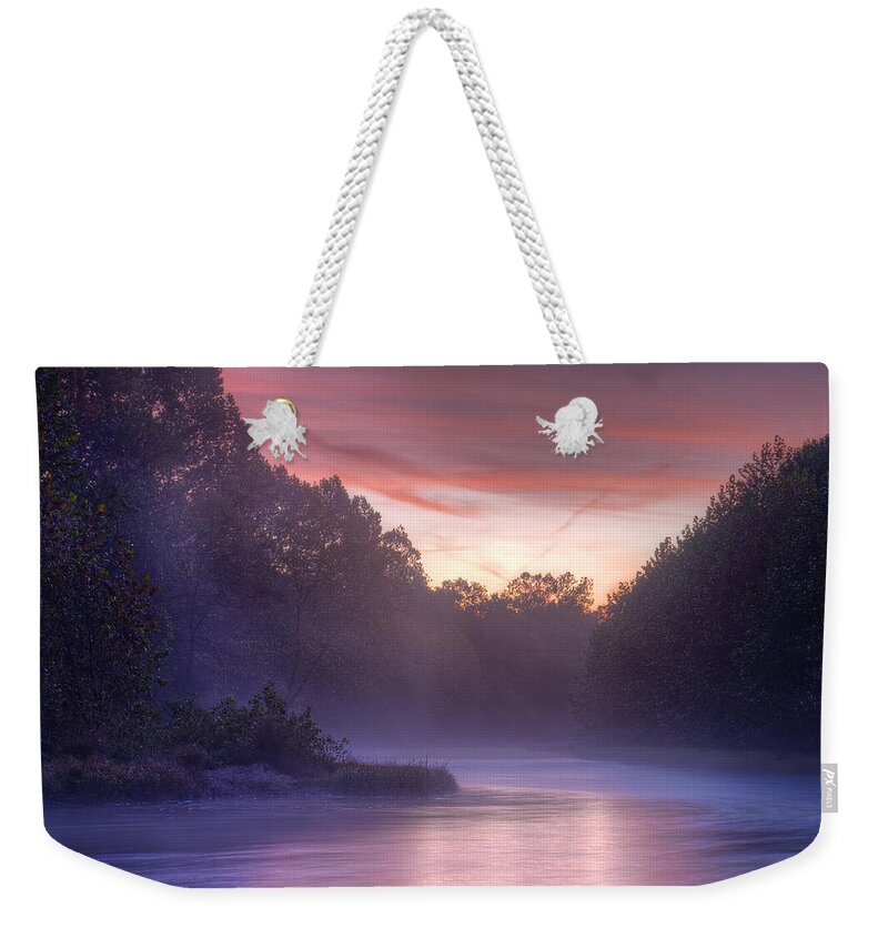 2015 Weekender Tote Bag featuring the photograph Cold Blue Mist by Robert Charity