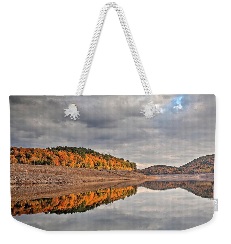 Waterscape Weekender Tote Bag featuring the photograph Colebrook Reservoir - in drought by Tom Cameron