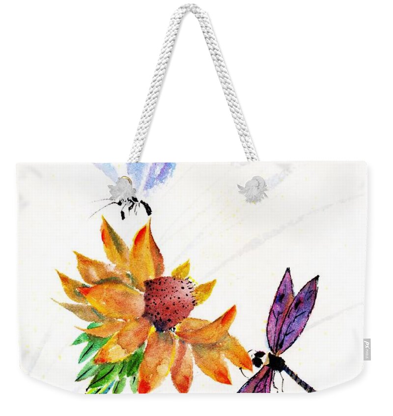 Chinese Brush Painting Weekender Tote Bag featuring the painting Collaboration by Bill Searle