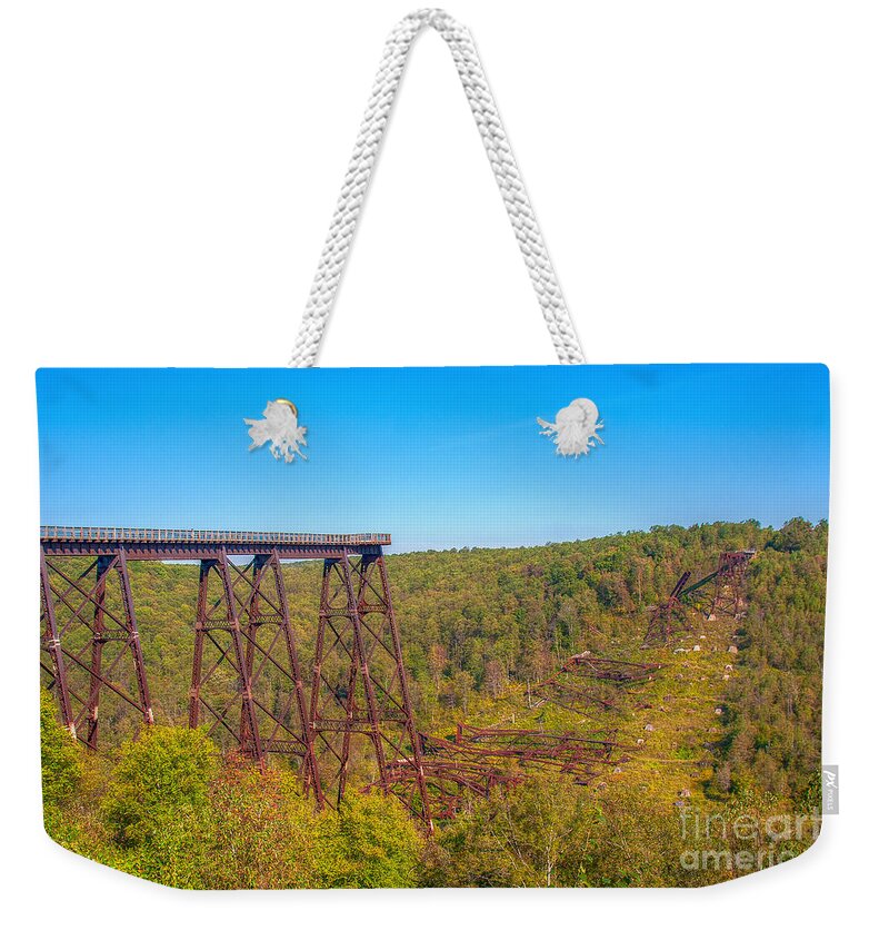 Collapsed Kinzua Bridge Weekender Tote Bag featuring the photograph Collapsed Kinzua Railroad Bridge by Randy Steele