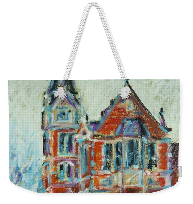 Library Weekender Tote Bag featuring the pastel College Life by K M Pawelec